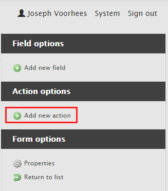 Add form action