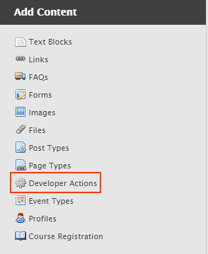 Developer action link